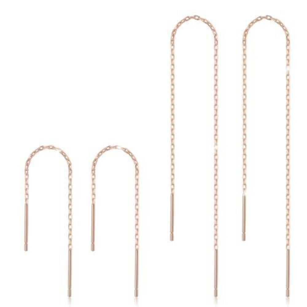 2170 18K Rose Gold Plated Dangle Earrings Sterling Silver Threader Earrring